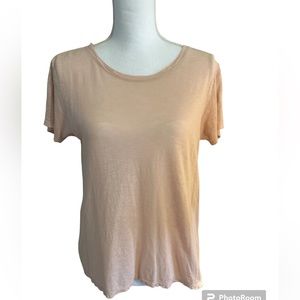 LOFT Blush colored multi media top.  Tshirt front and chiffon like back. SZ Med